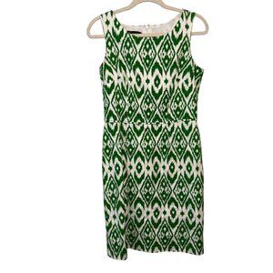 Nine West Green & White Sleeveless Ikat Pattern Dress Size 8
